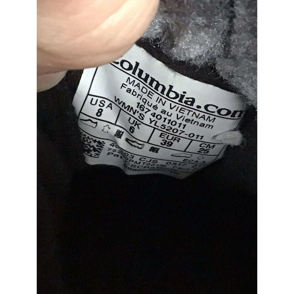 Columbia Women's Size 8 Waterproof Winter Snow Boots Black/Grey YL5207-011